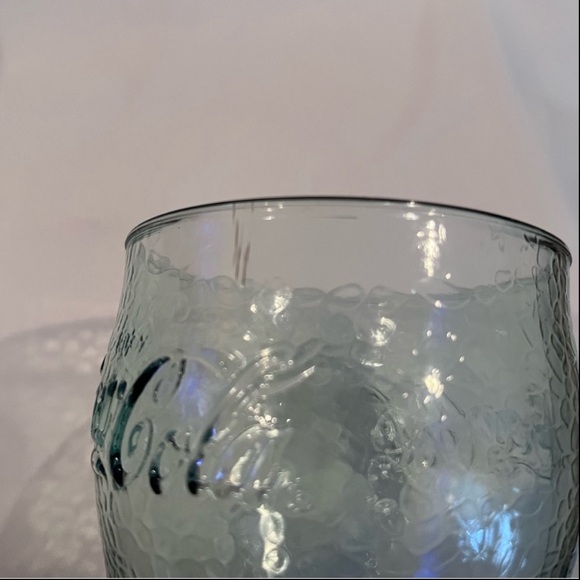 Vintage Pebbled Plastic Coca Cola Embossed Logo Glasses 6.5 Inch Tall Coke - Picture 4 of 16